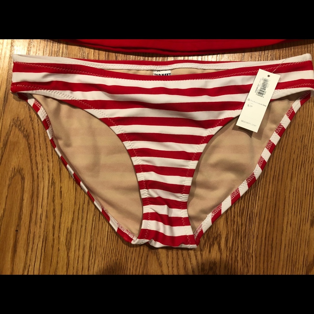 Old Navy red and white stripe bikini bottoms